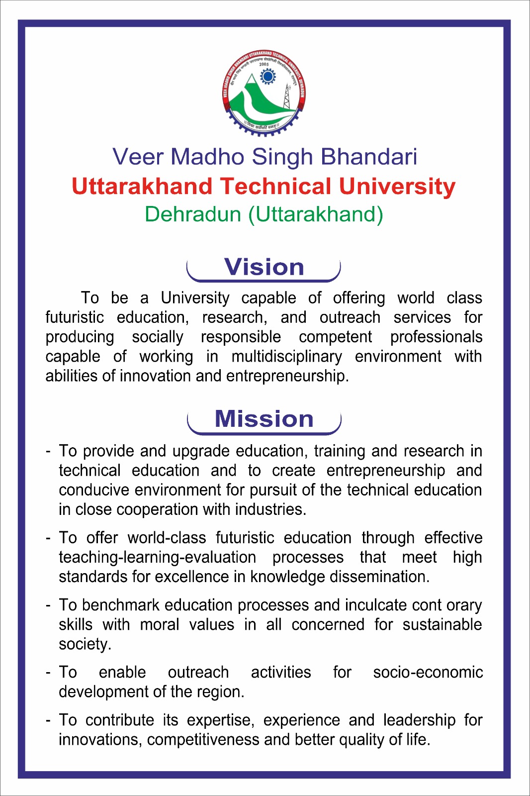 vision and mission - Nanhi Pari Seemant Engineering Institute